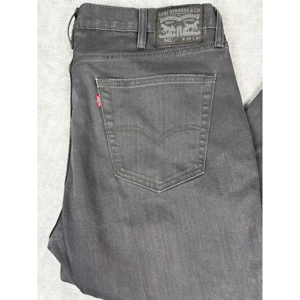 Levi's 541 Men's Jeans 38x30 Charcoal Gray Athletic Taper Stretch Denim